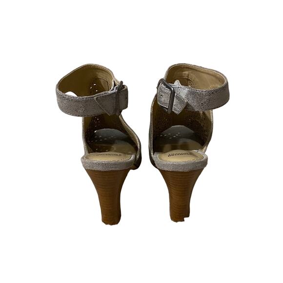 Johnston & Murphy Metallic Gray Caged Ankle Strap Open Toe Heels Women Sz 7 - Picture 6 of 9
